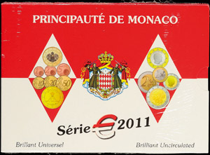 Monaco 1 cent till 2 Euro, 2011, ... 