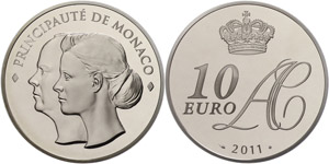 Monaco 10 Euro, 2011, Albert II., ... 