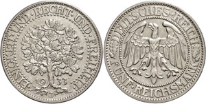 Münzen Weimar 5 Reichsmark, 1933, ... 
