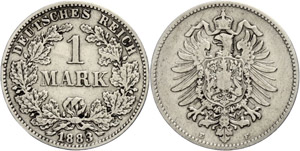 Kleinmünzen 1871-1922 1 Mark, ... 