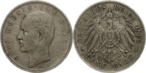 Bavaria 5 Mark, 1896, Otto, almost ... 
