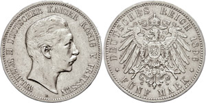 Prussia 5 Mark, 1896, Wilhelm II., ... 