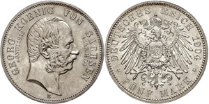 Saxony 5 Mark, 1904, Georg on his ... 