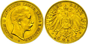 Prussia 10 Mark, 1910, Wilhelm ... 
