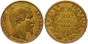 France 20 Franc, 1858, Gold, ... 