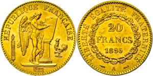 France 20 Franc, Gold, 1895, ... 