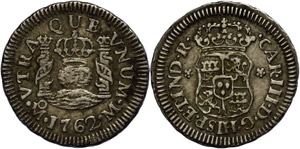 Coins Mexiko 1 / 2 Real, 1762, ... 
