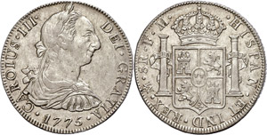 Coins Mexiko 8 Real, 1775, Karl ... 
