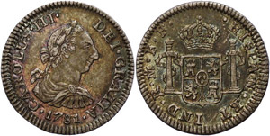 Coins Mexiko 1 / 2 Real, 1781, ... 