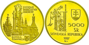 Slovakia 5000 coronas, Gold, 1997, ... 