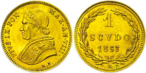 Vatican Scudo, Gold, 1853, Pius ... 