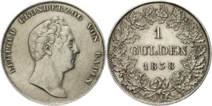 Baden 1 Gulden, 1838, Leopold, AKS ... 