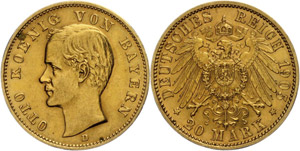 Bavaria 20 Mark, 1905, Otto, very ... 