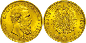 Prussia 20 Mark, 1888, Frederic ... 