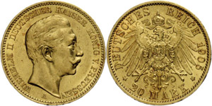 Prussia 20 Mark, 1905, Wilhelm ... 