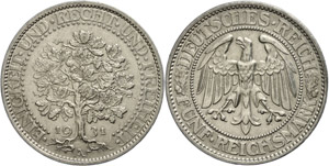 Münzen Weimar 5 Reichsmark, 1931 ... 