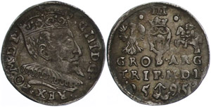 Münzen Baltikum Vilnius, 3 Gröscher,1595, ... 