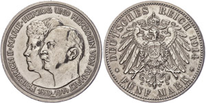 Anhalt 5 Mark, 1914, Friedrich II., zur ... 