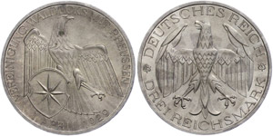 Münzen Weimar 3 Reichsmark,1929, Waldeck, ... 