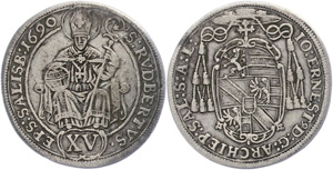 Salzburg Erzbistum 15 Kreuzer,1690, Johann ... 