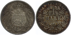 Small denomination coins 1871-1922 1 Mark, ... 