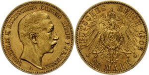 Preußen 20 Mark, 1906, Wilhelm II., kl. ... 