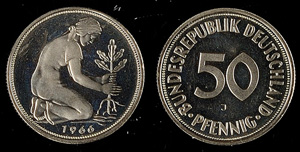 Münzen Bund ab 1946 50 Pfennig, 1966, 1966 ... 