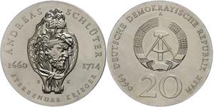 Münzen DDR 20 Mark, 1990, Schlüter, f. ... 