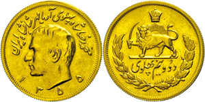 Coins Persia 2 + Pahlavi, Gold, 1976 (1355 ... 