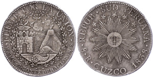 Peru Südperu, 8 Reales, 1838, Cuzco, MS, KM ... 