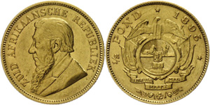 Südafrika 1/2 Pond, Gold, 1895, Krueger, KM ... 