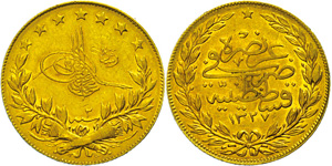 Türkei 100 Piaster, Gold, 1909-1914, ... 