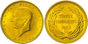 Turkey 25 piastre, Gold, 1962, Kemal ... 