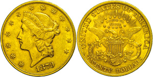 Coins USA 20 dollars, Gold, 1879, freedom ... 