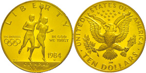Coins USA 10 dollars, Gold, 1984, torch ... 
