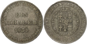 Hessen-Kassel  Taler, 1835, Wilhelm II., AKS ... 