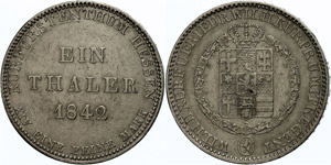Hesse-Kassel  Thaler, 1842, Wilhelm II., ... 