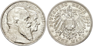 Baden  5 Mark, 1906, Friedrich I., zur ... 