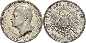 Hessen  3 Mark, 1917, Ernst Ludwig zum ... 