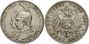 Preußen  5 Mark, 1901, Mzz A, Wilhelm II., ... 