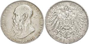 Sachsen-Meiningen  2 Mark, 1915, Georg II., ... 
