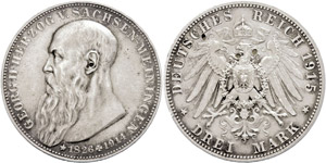 Sachsen-Meiningen  3 Mark, 1915, Georg II., ... 