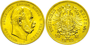 Prussia  10 Mark, 1872, Wilhelm I., ... 