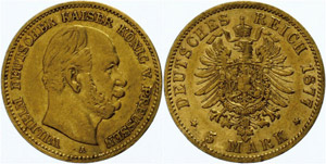 Prussia  5 Mark, 1877, Wilhelm I., very ... 