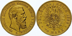 Prussia  20 Mark, 1888, Frederic III., ... 