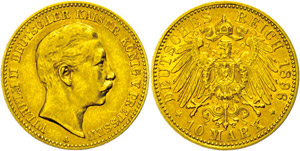 Preußen  10 Mark, 1896, Wilhelm II., ss., ... 