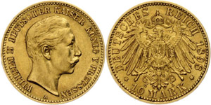 Preußen  10 Mark, 1898, Wilhelm II., ss., ... 