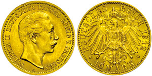 Prussia  10 Mark, 1912, Wilhelm II., small ... 