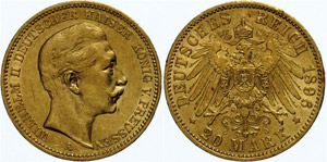 Preußen  20 Mark, 1896, Wilhelm II., ss, ... 
