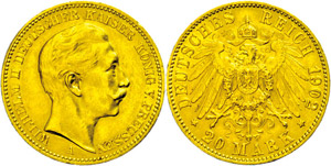Prussia  20 Mark, 1902, Wilhelm II., small ... 